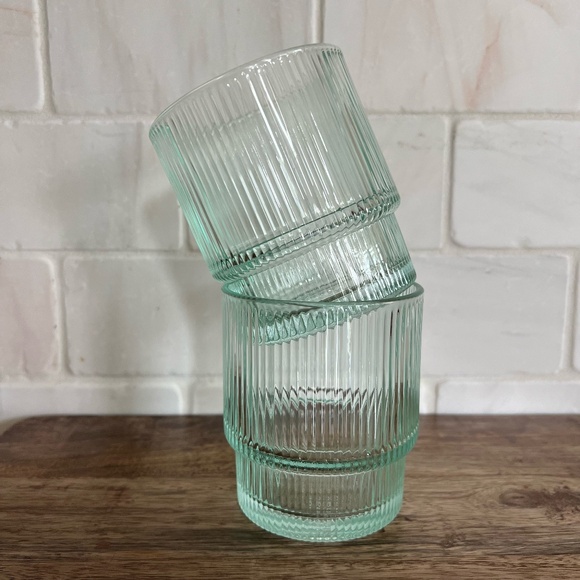 Jonathan Adler BIBA Ribbed Green Glasses Set of 2 - Picture 2 of 4